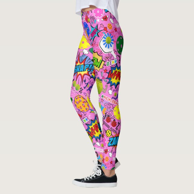 😍 avec texte mélangé pickleball rose Leggings (Gauche)