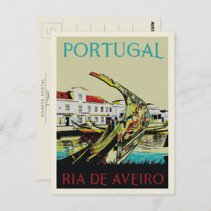 Aveiro lagoon illustration Portugal Postcard