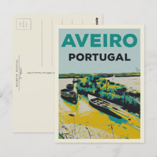 Aveiro lagoon illustration Portugal Postcard