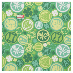 Avenger Icons & Shamrocks Pattern Fabric