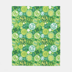 Avenger Icons & Shamrocks Pattern Fleece Blanket