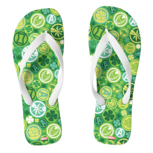 Avenger Icons & Shamrocks Pattern Flip Flops