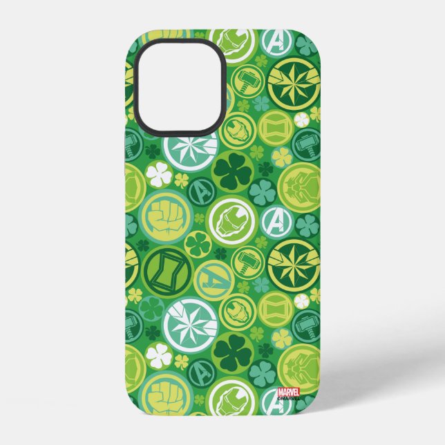Avenger Icons & Shamrocks Pattern iPhone Case (Back)