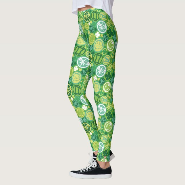 Avenger Icons & Shamrocks Pattern Leggings (Left)