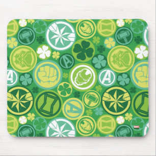 Avenger Icons & Shamrocks Pattern Mouse Pad