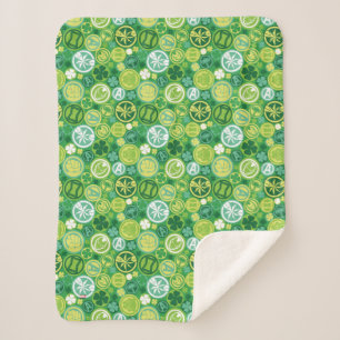 Avenger Icons & Shamrocks Pattern Sherpa Blanket