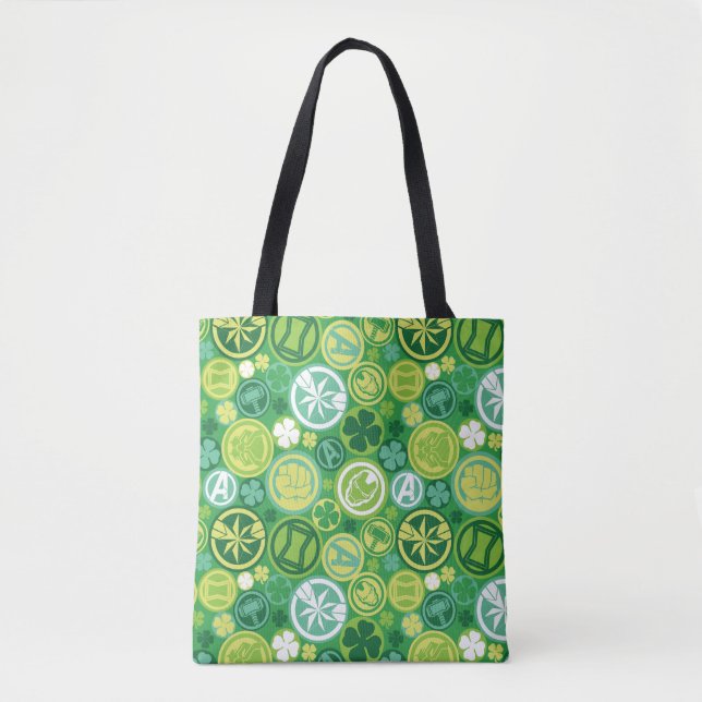 Avenger Icons & Shamrocks Pattern Tote Bag (Front)
