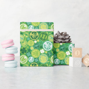 Avenger Icons & Shamrocks Pattern Wrapping Paper