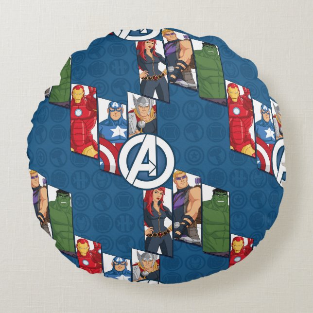 Avengers Assemble Characters Kid Pattern Round Pillow (Front)