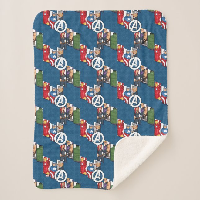 Avengers Assemble Characters Kid Pattern Sherpa Blanket (Front)