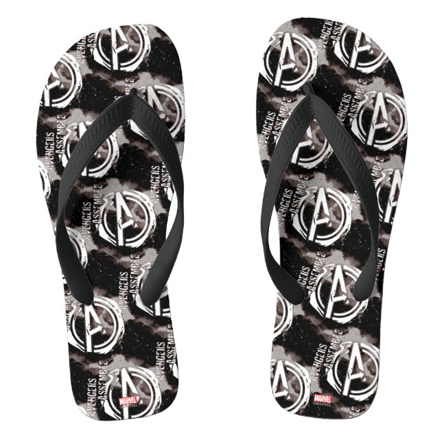 Avengers Assemble Grunge Pattern Flip Flops (Footbed)