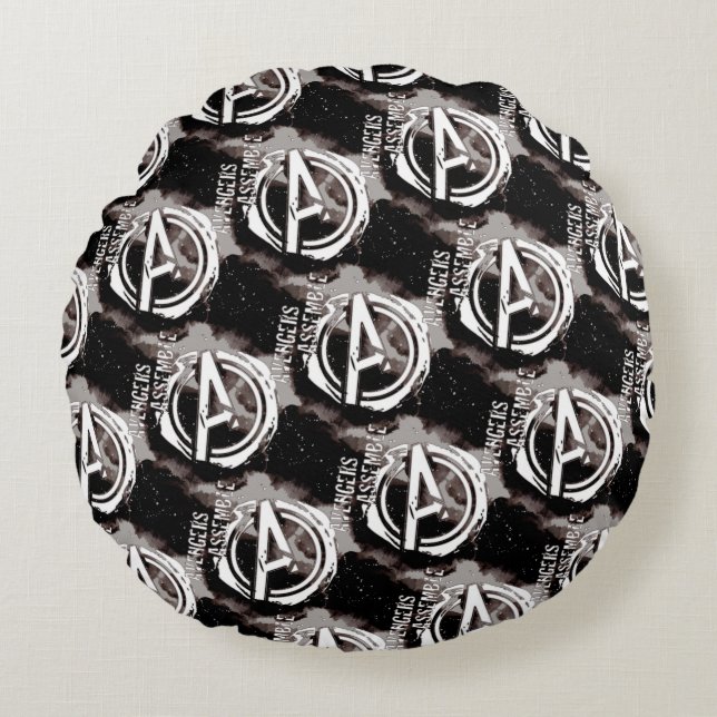 Avengers Assemble Grunge Pattern Round Pillow (Front)