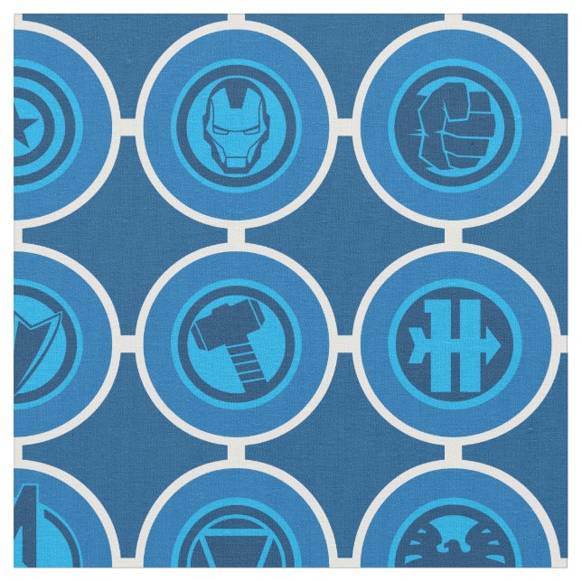 Avengers Assemble Icon Pattern Fabric (Close Up)