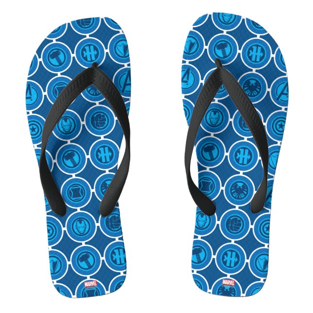 Avengers Assemble Icon Pattern Flip Flops (Footbed)
