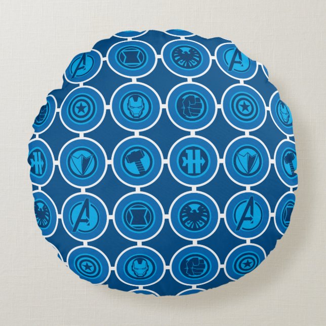 Avengers Assemble Icon Pattern Round Pillow (Front)