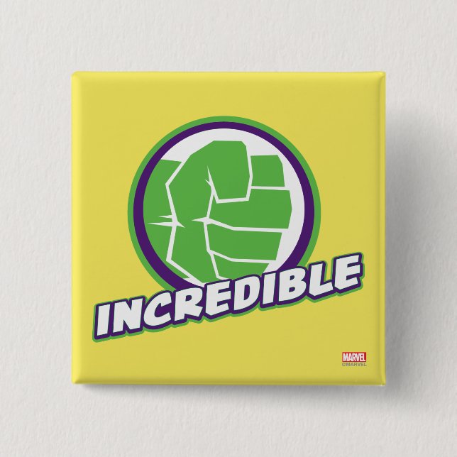Avengers Assemble Incredible Hulk Logo 2 Inch Square Button (Front)