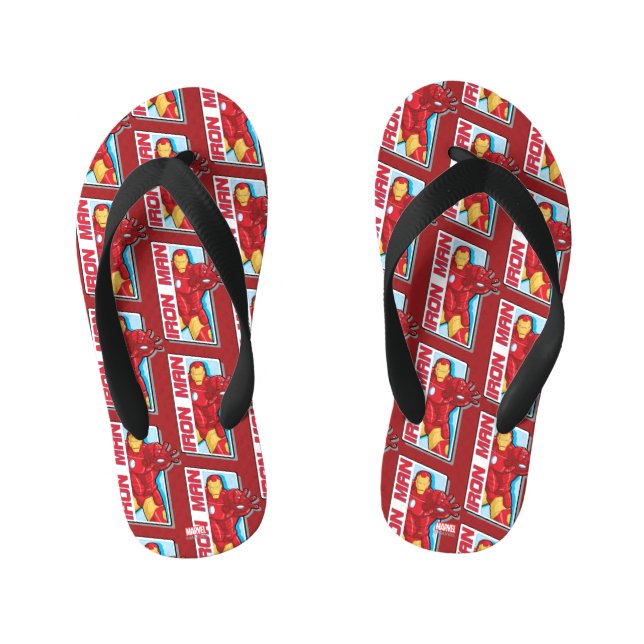 Avengers Assemble Iron Man Graphic Kid's Flip Flops (Footbed)