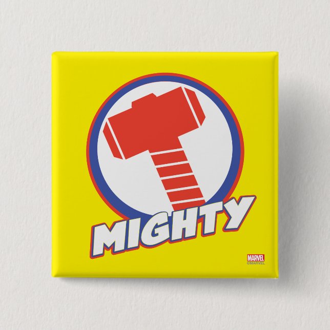 Avengers Assemble Mighty Thor Logo 2 Inch Square Button (Front)