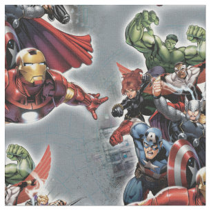 Avengers Attack Graphic Fabric