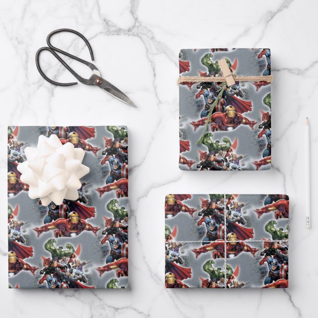 Avengers Attack Graphic Wrapping Paper Sheet (Front)