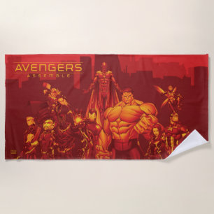 Avengers   Avengers Assemble Red City Skyline Beach Towel