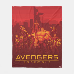 Avengers Avengers Assemble Red City Skyline Fleece Blanket