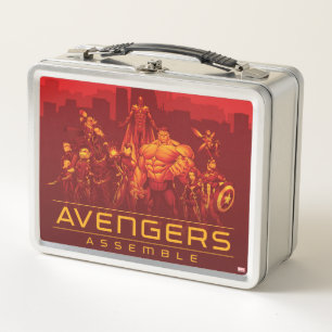 Avengers   Avengers Assemble Red City Skyline Metal Lunch Box