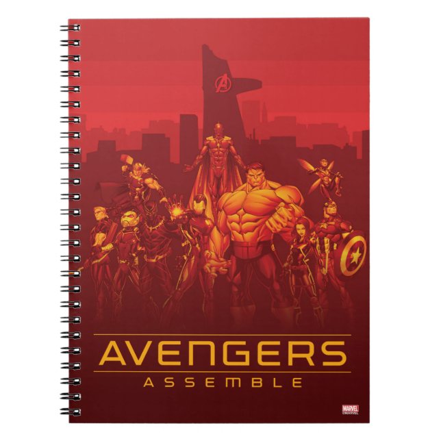 Avengers | Avengers Assemble Red City Skyline Notebook (Front)