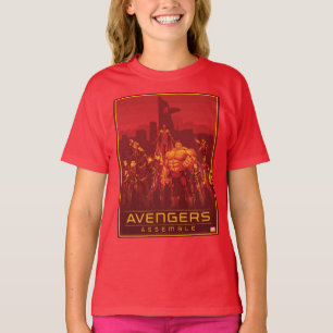 Avengers Avengers Assemble Red City Skyline T-Shirt