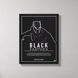 Avengers   Black Panther Character Line Art Canvas Print