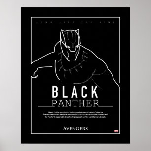 Avengers   Black Panther Character Line Art Poster