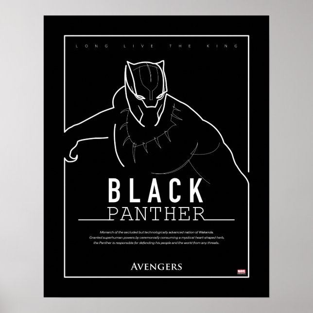 Avengers | Black Panther Character Line Art Poster (Front)