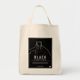 Avengers Black Panther Character Line Art Tote Bag