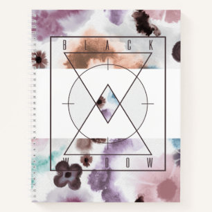 Avengers Black Widow Floral Watercolor Logo Notebook
