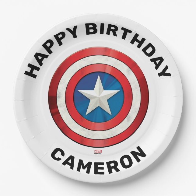 Avengers Captain America Birthday Paper Plate (Front)