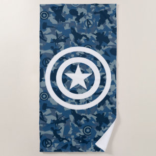 Avengers   Captain America Blue Camo Pattern Beach Towel