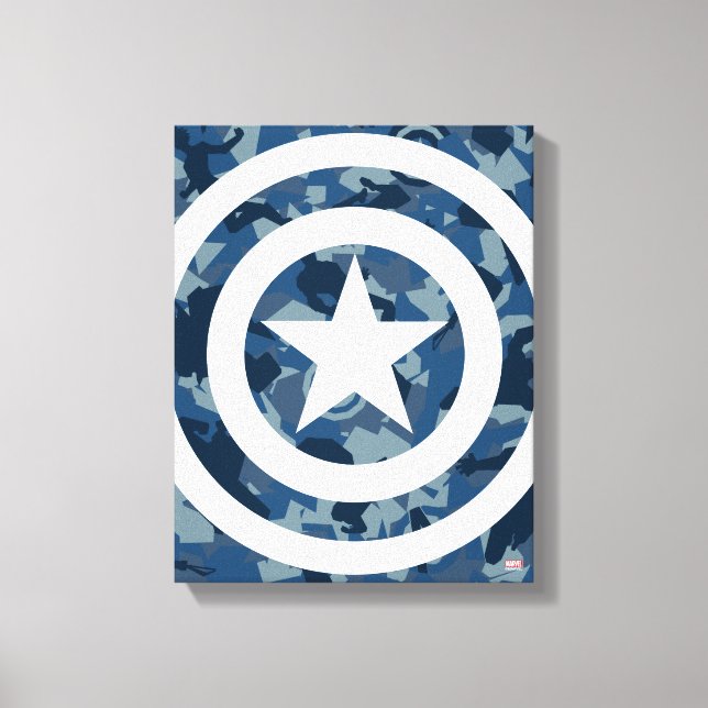 Avengers | Captain America Blue Camo Pattern Canvas Print (Front)