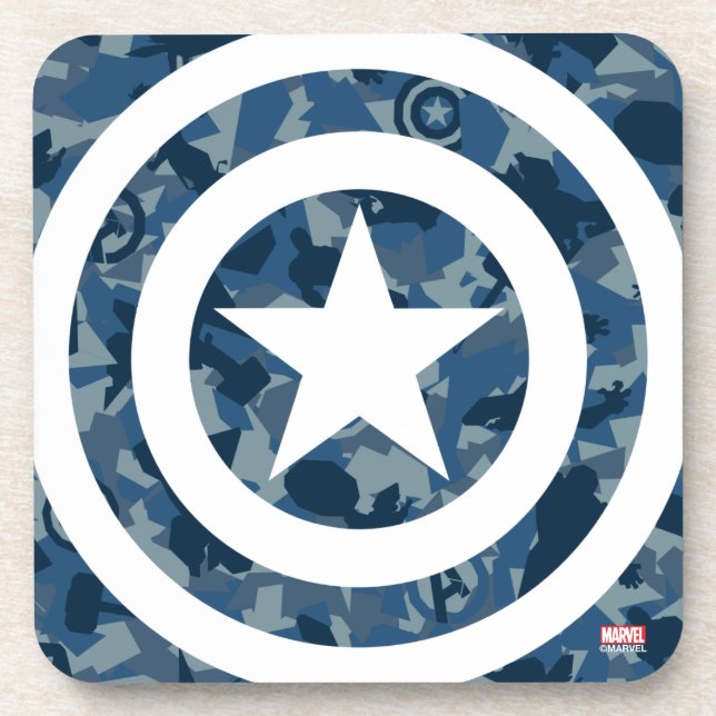 Avengers | Captain America Blue Camo Pattern Coaster (Front)