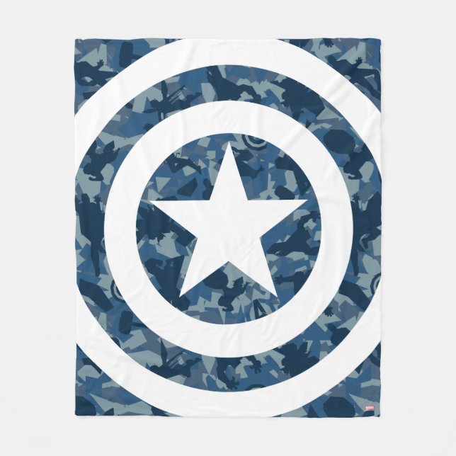 Avengers | Captain America Blue Camo Pattern Fleece Blanket (Front)