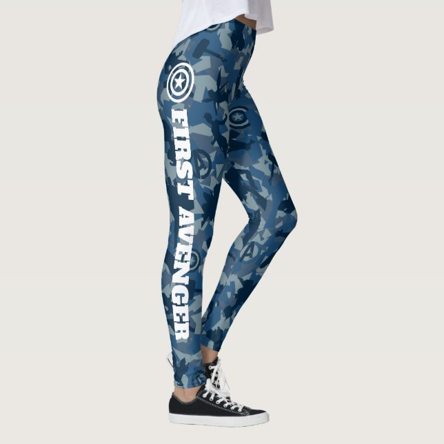 Avengers | Captain America Blue Camo Pattern Leggings (Right)
