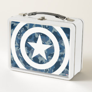 Avengers   Captain America Blue Camo Pattern Metal Lunch Box