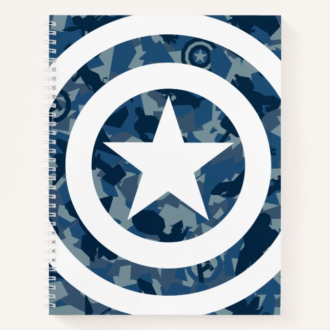 Avengers | Captain America Blue Camo Pattern Notebook (Front)