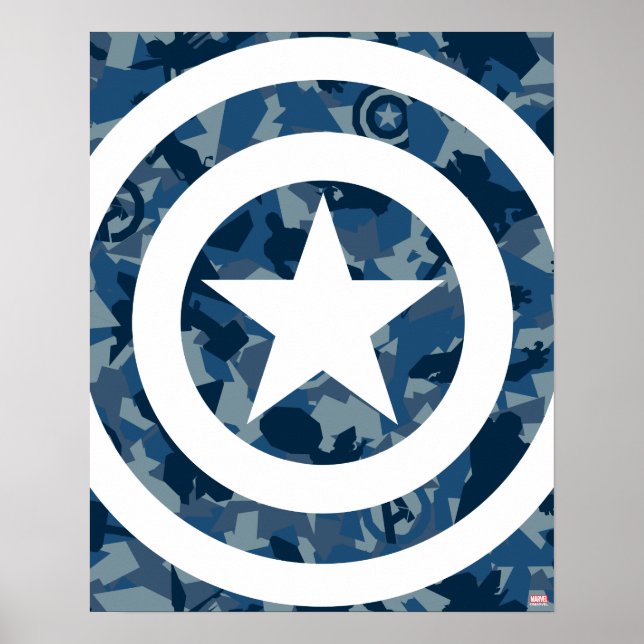 Avengers | Captain America Blue Camo Pattern Poster (Front)
