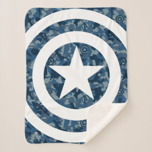 Avengers   Captain America Blue Camo Pattern Sherpa Blanket