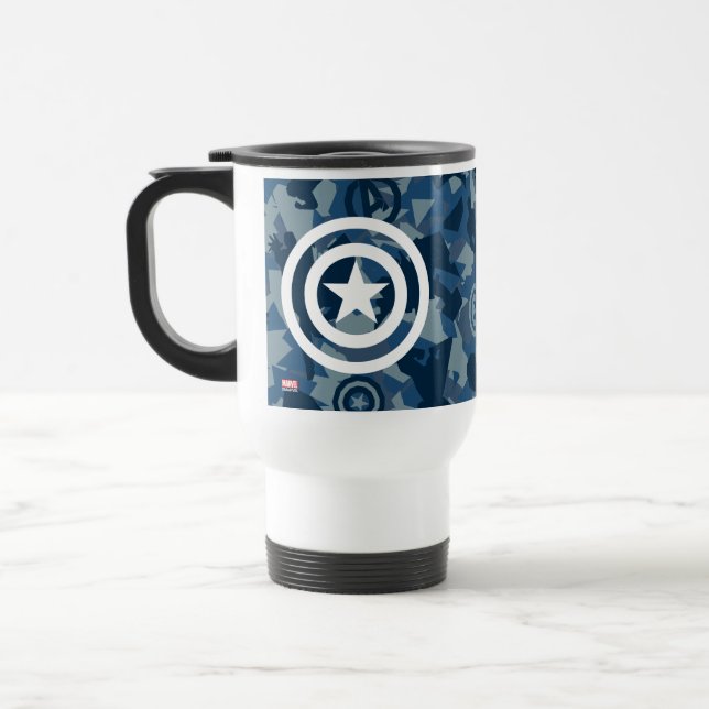Avengers | Captain America Blue Camo Pattern Travel Mug (Left)