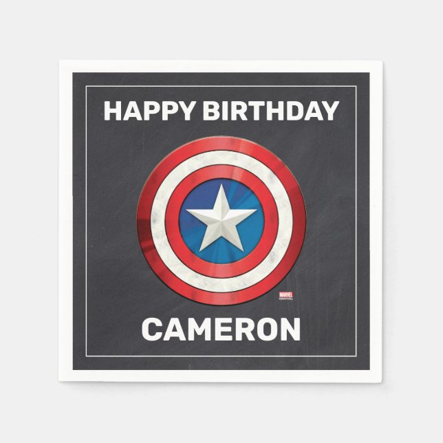 Avengers Captain America Chalkboard Birthday Napkin (Front)