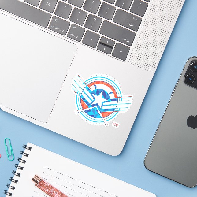 Avengers | Captain America Geometric Lined Shield (Laptop w/ iPhone)