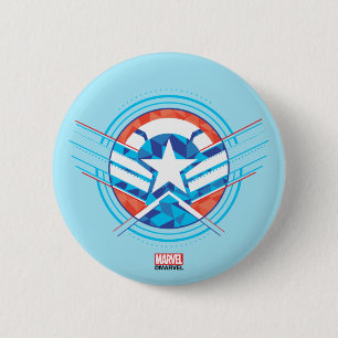 Avengers   Captain America Geometric Lined Shield 2 Inch Round Button