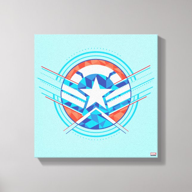 Avengers | Captain America Geometric Lined Shield Canvas Print (Front)