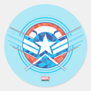 Avengers   Captain America Geometric Lined Shield Classic Round Sticker